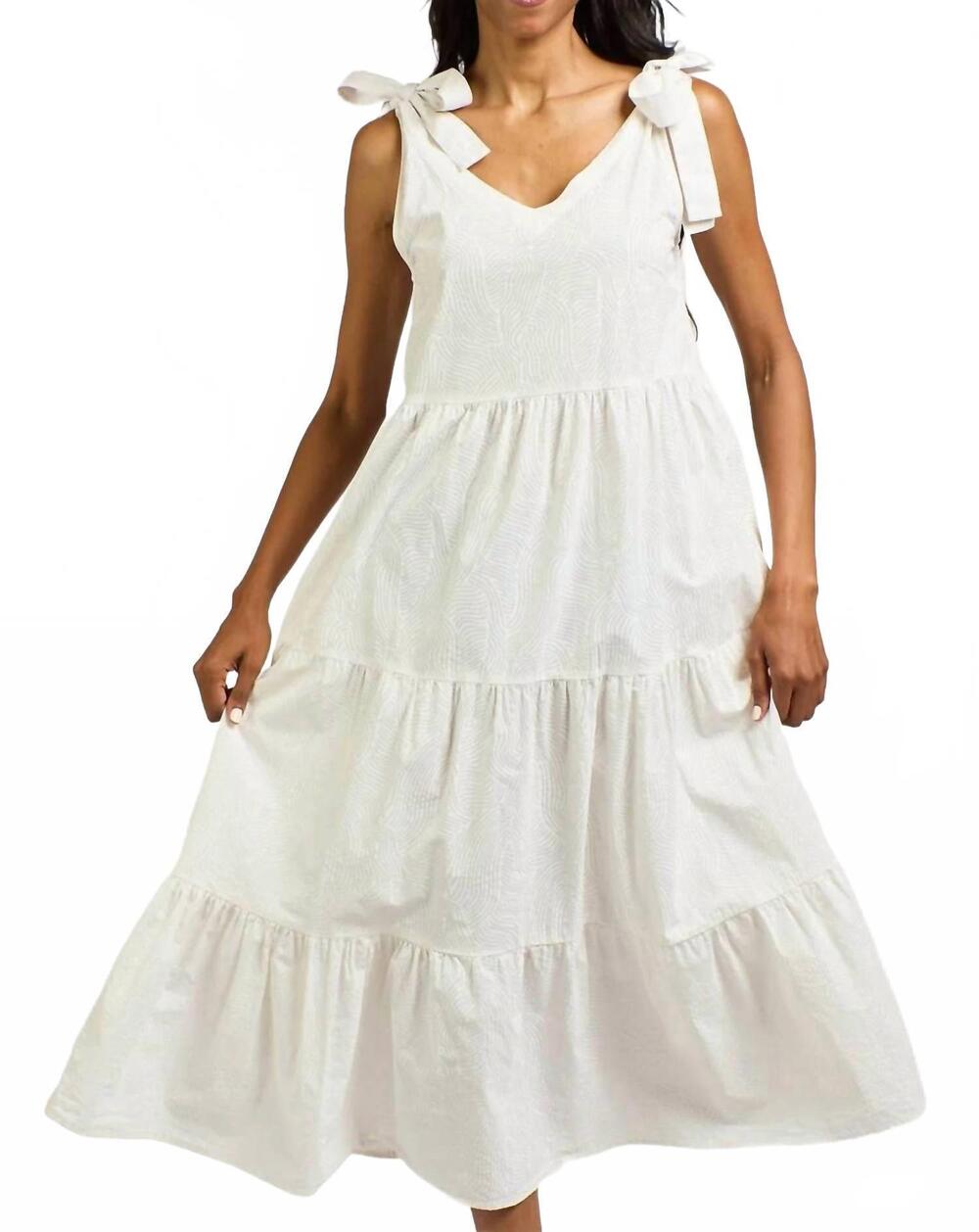 NEW MATA TRADERS women's lorelei tiered dress in white waves